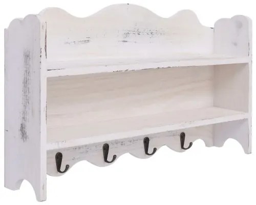 vidaXL Nástenný vešiak biely 50x10x30 cm drevený-
