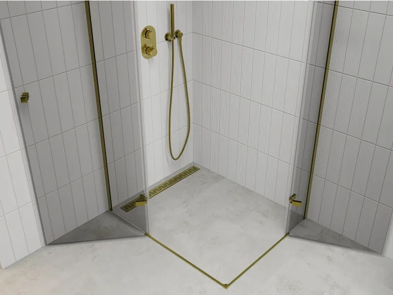 Mexen Roma Duo, sprchový kút 90 (dvere) x 80 (dvere) cm, 6mm číre sklo, zlatý profil, 854-090-080-50-00-02