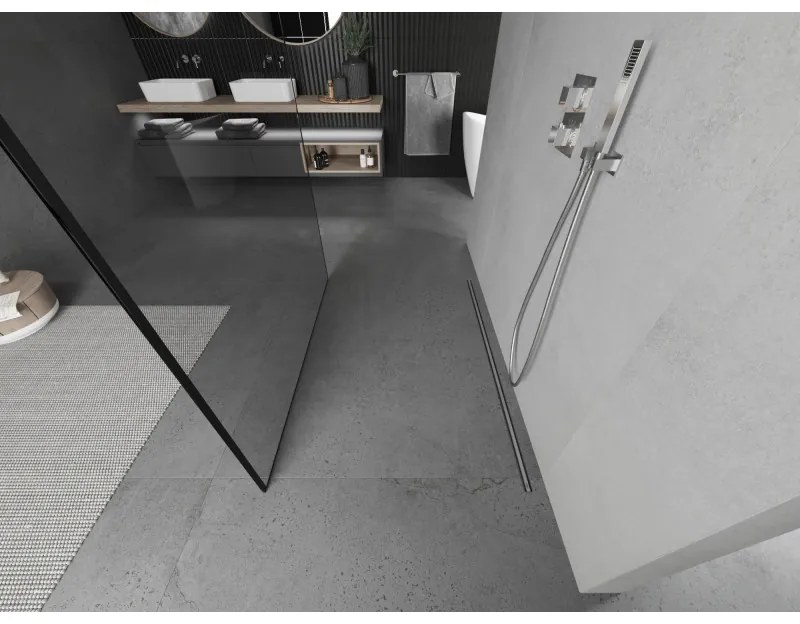 Mexen Kioto, sprchová zástena Walk-In 150 x 200 cm, 8mm sklo čierny vzor, chrómový profil, 800-150-002-01-70
