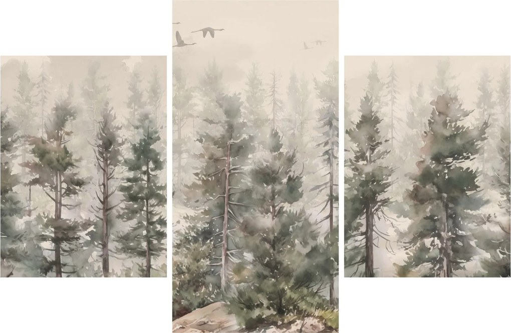Obraz - Borovicový les I., aquarel (90x60 cm)