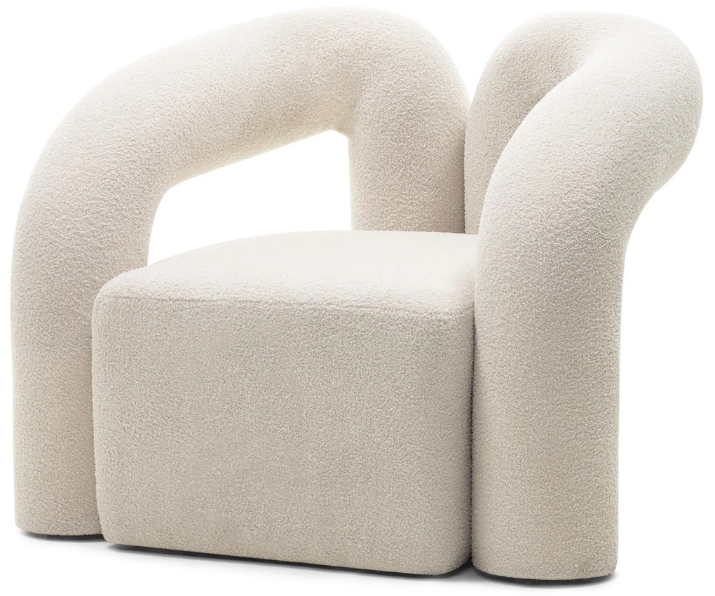 Designové křeslo Merry bouclé bílé