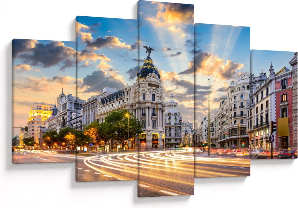 Obraz - Calle Gran Vía, Madrid, Španielsko (150x105 cm)