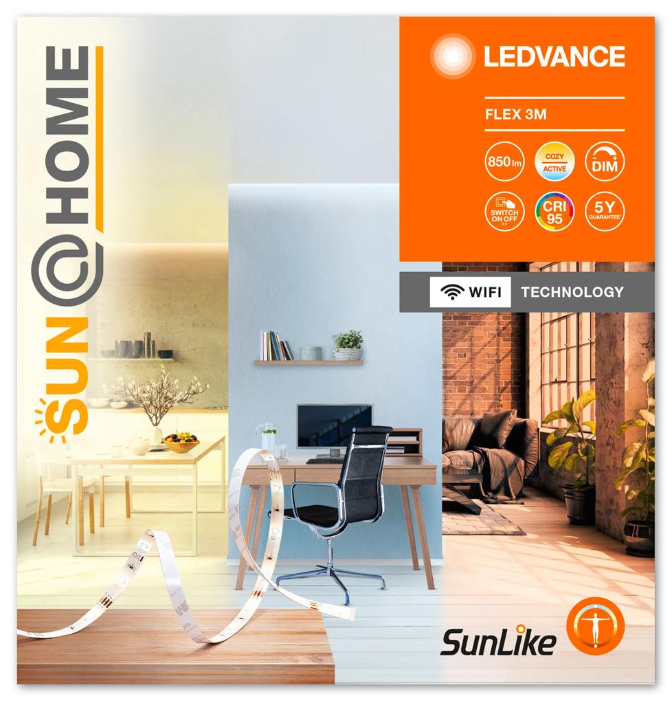 LEDVANCE Chytrý smart LED pásik SUN@HOME, 13,5 W, 850lm, 3 m, biela
