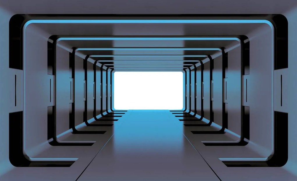 Fototapeta - Modrý 3D tunel (152,5x104 cm)