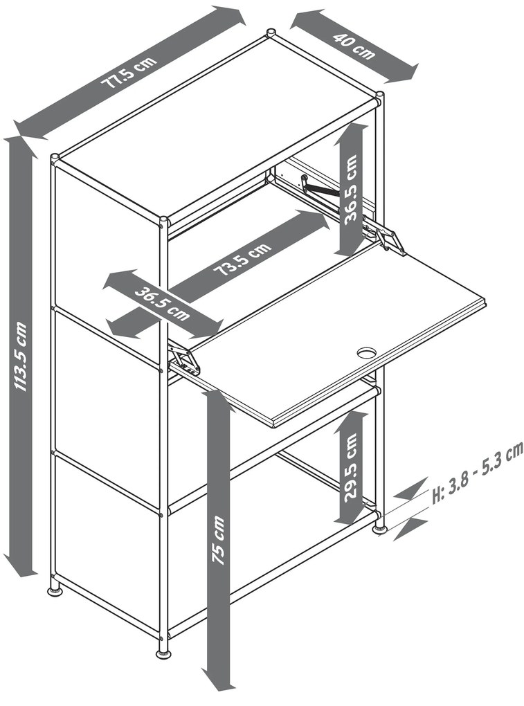Kovová skrinka »CN3«, sivá