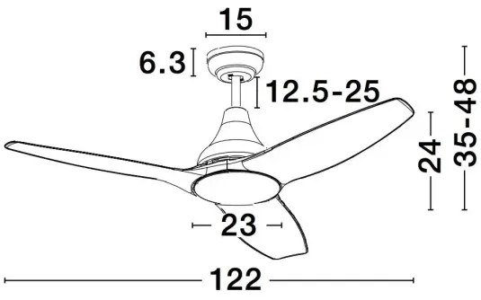 Stropný ventilátor Samoa 12.2 čierne s diaľkovým ovládaním