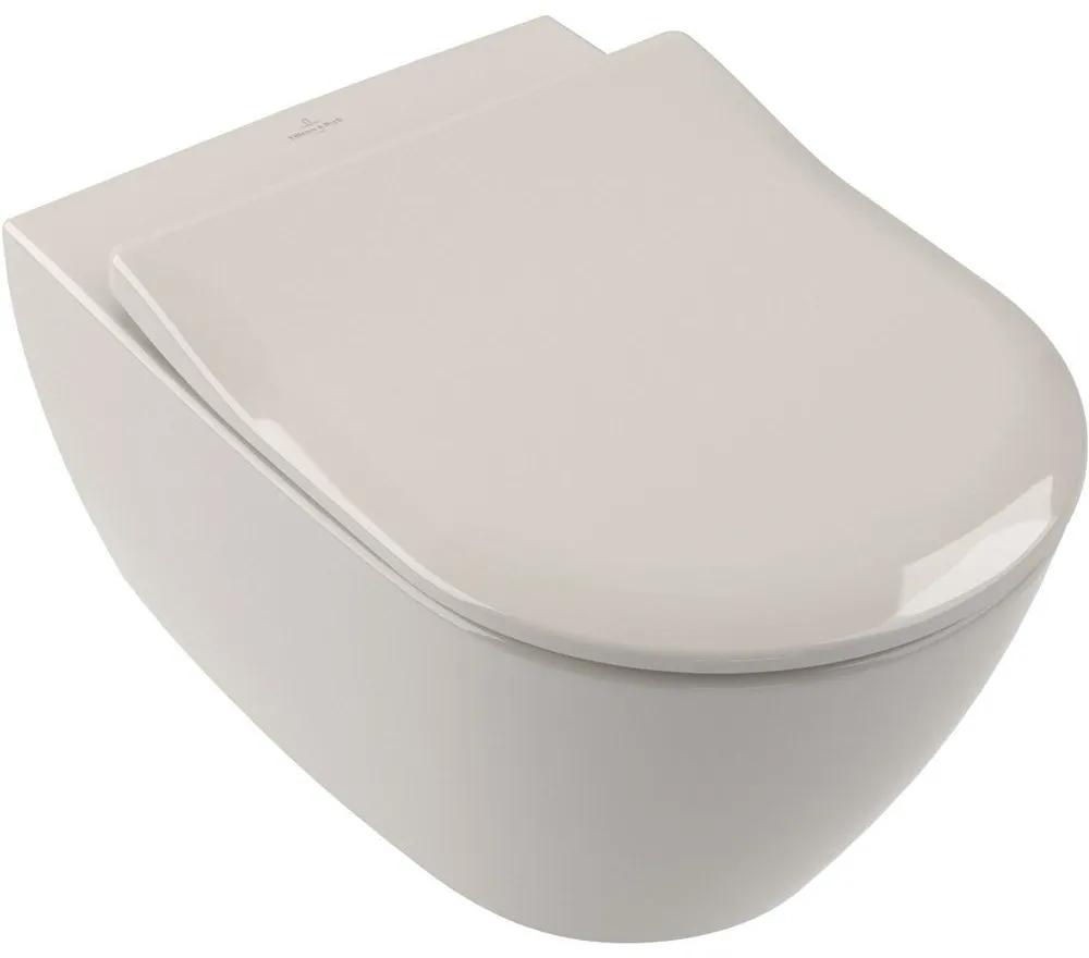VILLEROY &amp; BOCH Subway 2.0 WC sedátko s poklopom SlimSeat, s funkciou QuickRelease a Softclosing, Pergamon, 9M78S1R3