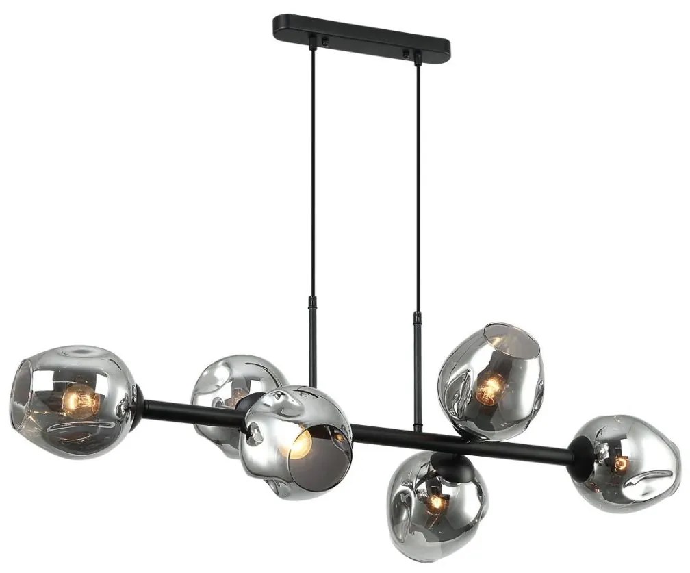 ITALUX PND-30843-6 BK+SG - Luster na lanku BORGO 6xE27/40W/230V čierna