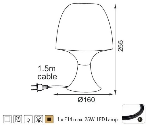 ACA DECOR Stolová lampa NIOKI max. 25W/E14/230V/IP20