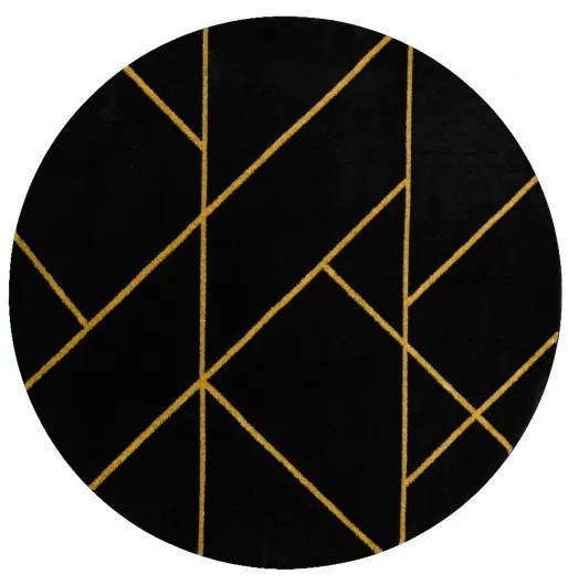 Dywany Łuszczów, Kusový koberec Emerald geometric 1012 black and gold kruh, 200x200 (priemer) kruh, čierna, chodba / predsieň