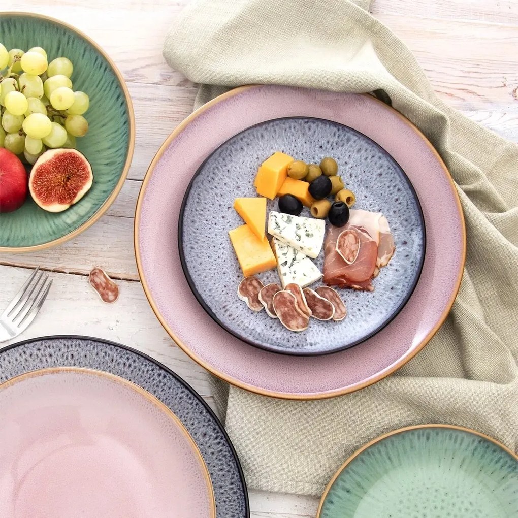 Orion Sada keramických mělkých talířů Glaze růžová27 cm, 6 ks