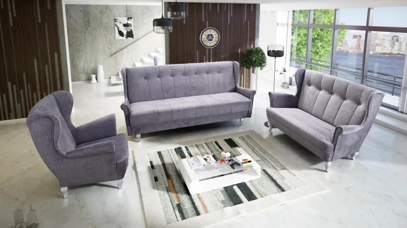 Sedacia súprava Royal 3R+2+1, sivá (Vogue 14/biele)