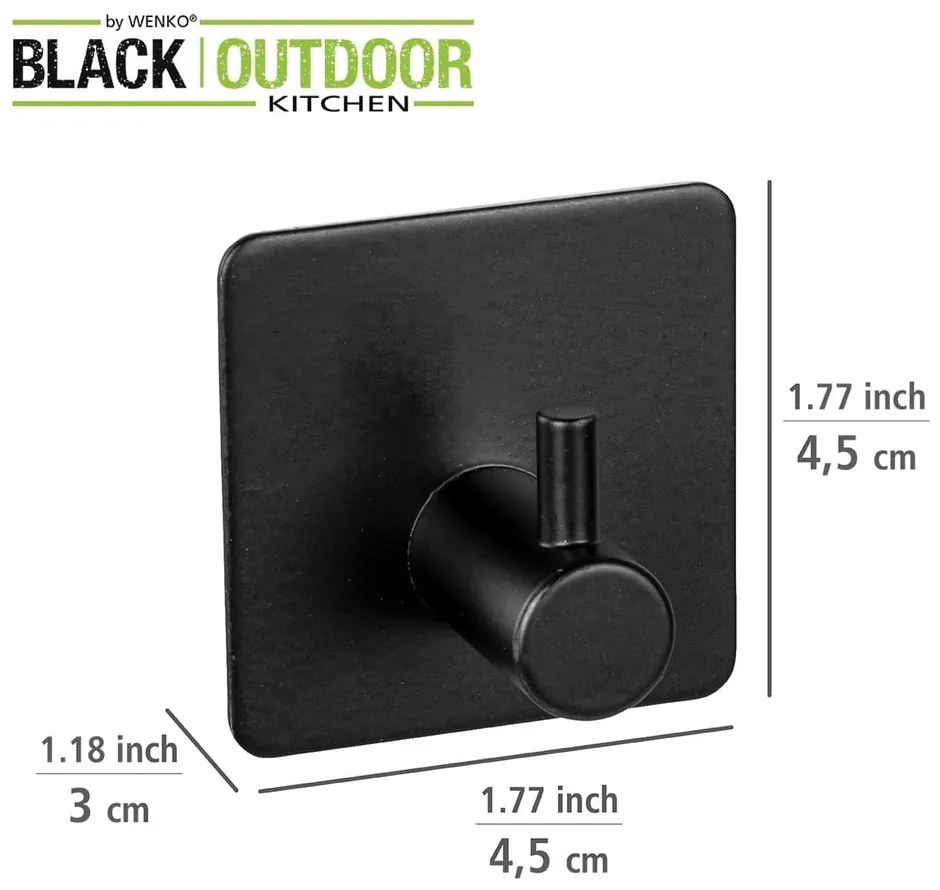 Čierne samodržiace háčiky v súprave 2 ks z nehrdzavejúcej ocele Black Outdoor Kitchen Ureo – Wenko