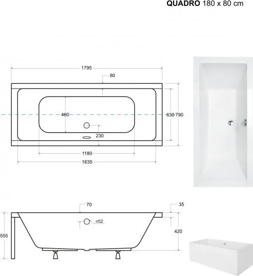 Obdĺžniková vaňa QUADRO