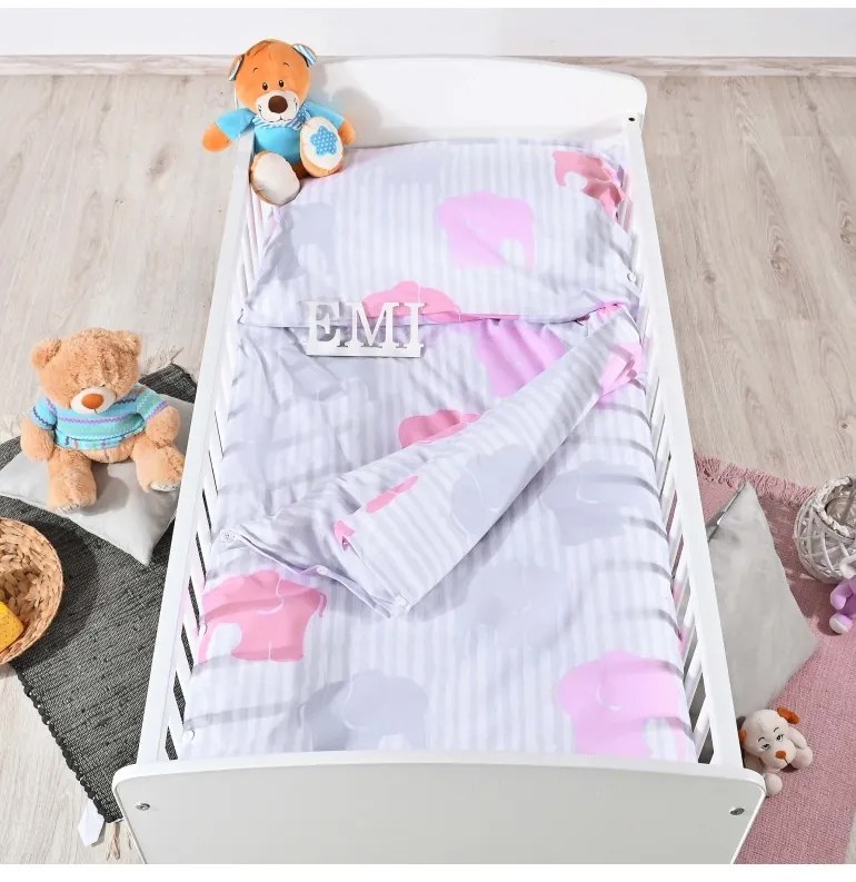 Obliečky detské sloníky ružové EMI, Vankúš 70x90