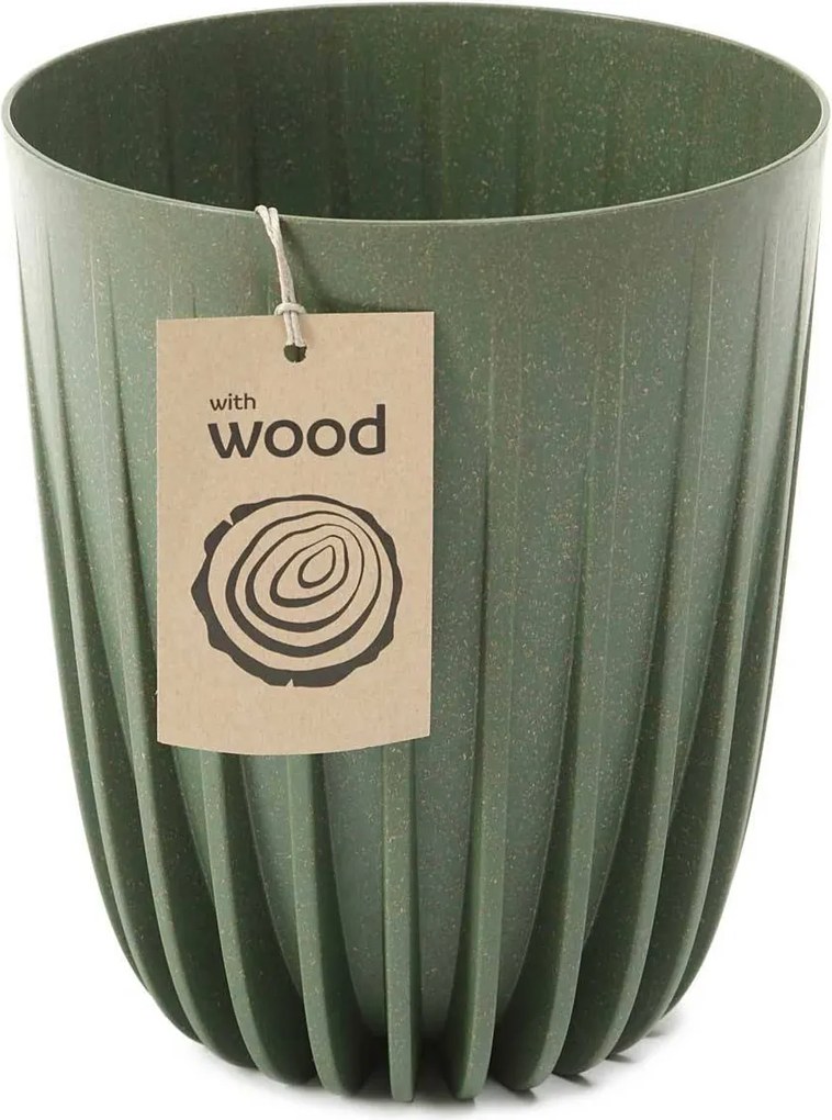 Květináč STRIPPED Eco Wood 39x46,3 cm zelený