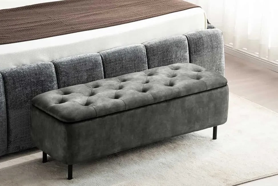 Čalúnená lavica k posteli s úložným priestorom Maia zelená zamat 120cm