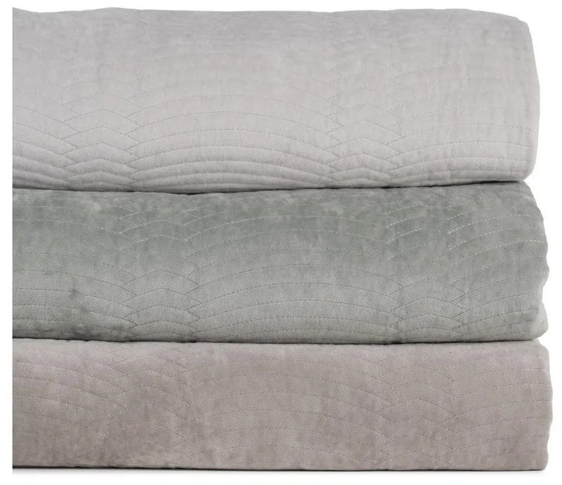 Sivozelený zamatový prešívaný pléd 230x260 cm – Ixia
