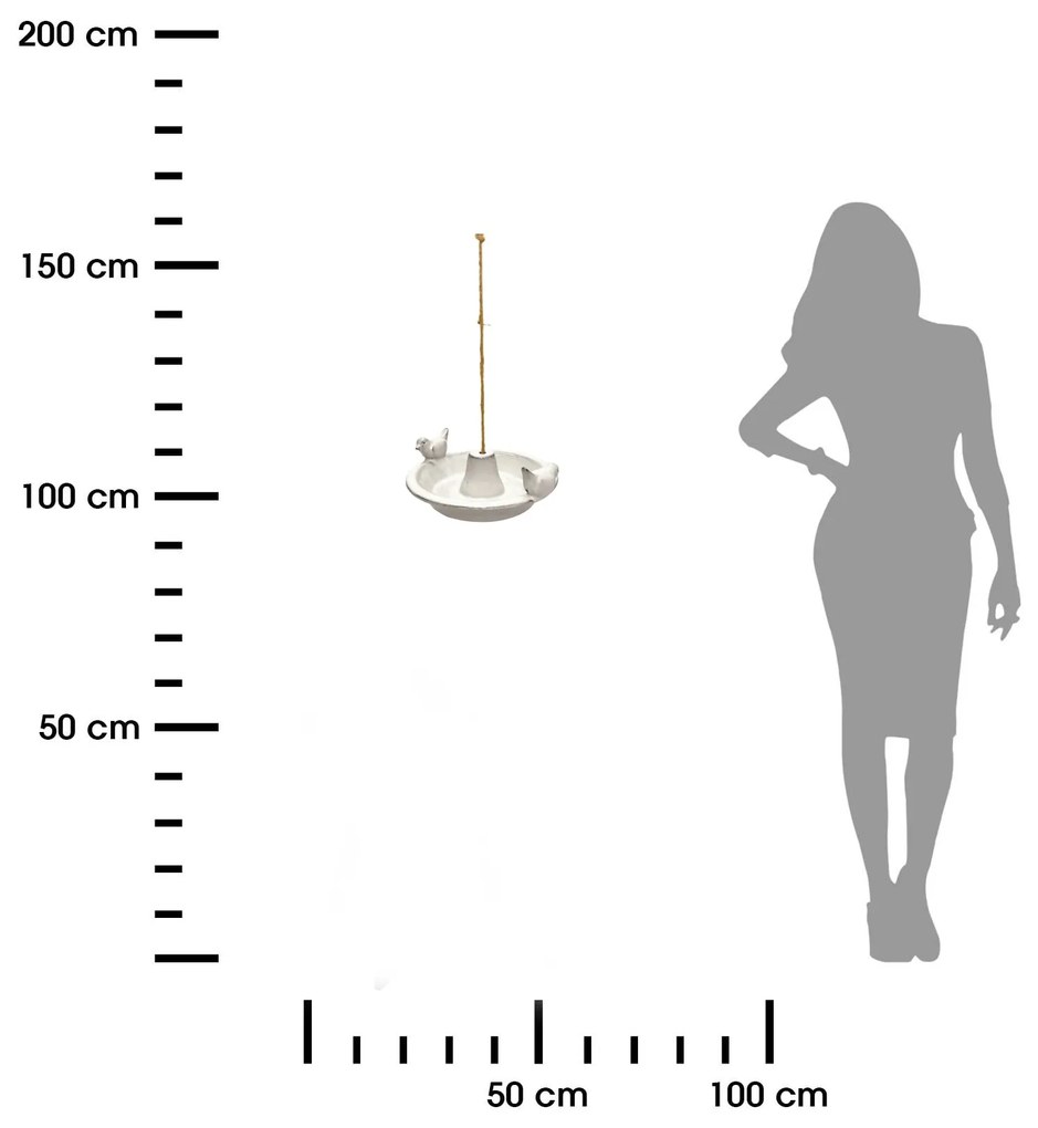 Závesné napájadlo pre vtáky Mia, 30x10 cm, keramika, biela