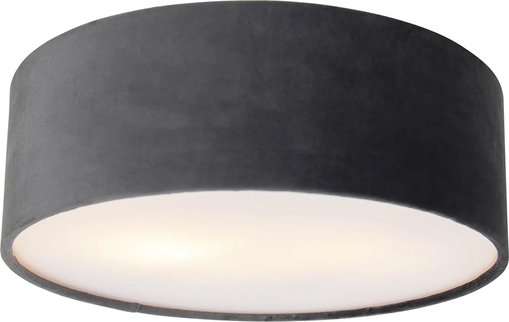 Moderné stropné svietidlo sivé 30 cm so zlatým vnútrom - Drum