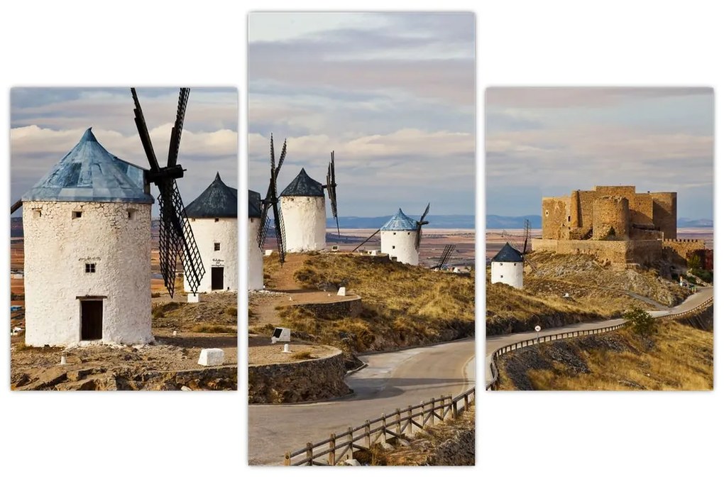 Obraz - Veterné mlyny Consuegra, Španielsko (90x60 cm)