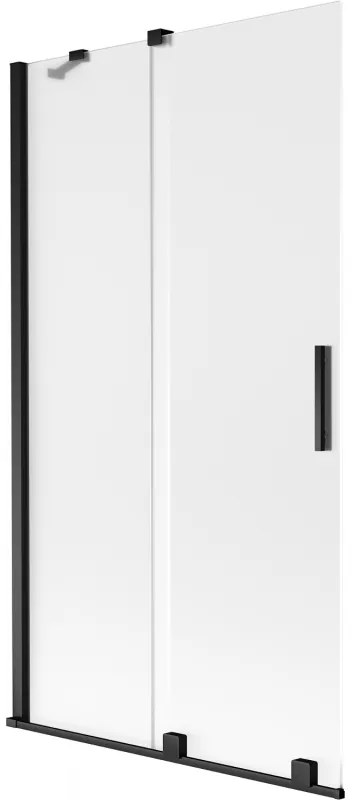 Mexen Velar, 2-krídlová posuvná vaňová zástena 100 x 150 cm, 8mm sklo námraza, čierna matná, 896-100-000-31-70
