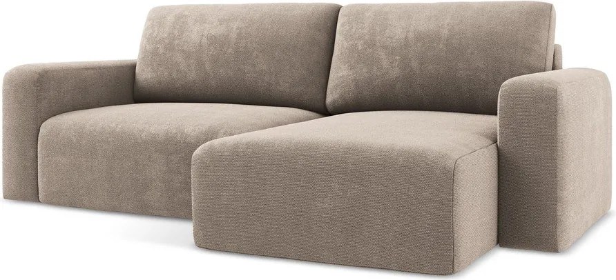 Béžová ženilková rozkladacia/s úložným priestorom rohová pohovka (pravý roh/s leňoškou) Kona – Makamii