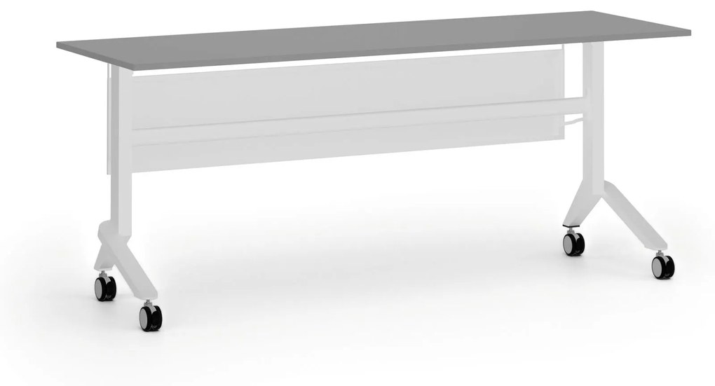 Mobilný stôl PRIMO MOVE, 1800 x 600 mm, biela podnož, grafit