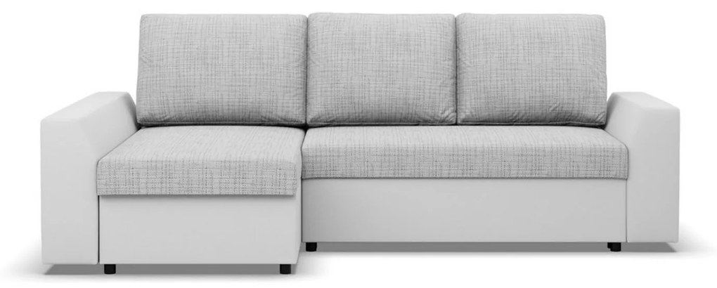 Rohová rozkladacia sedacia súprava PAUL látka v kombinácii s eko-kožou Ľavá Sivá/biela