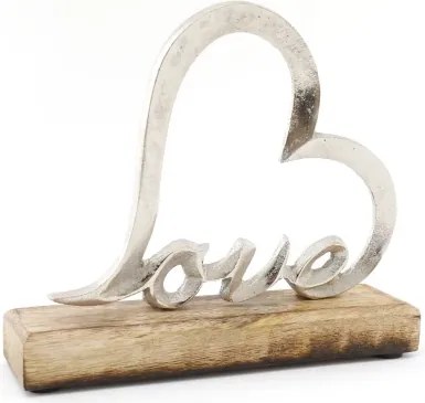 Dekorácia Srdce Love na drevenom podstavci,17x15 cm%