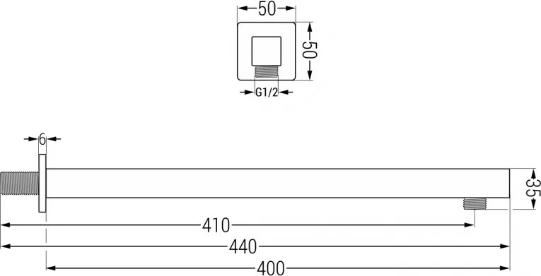 Mexen príslušenstvo - nástenné sprchové rameno Mexen, 40 cm, chróm - 79111-00