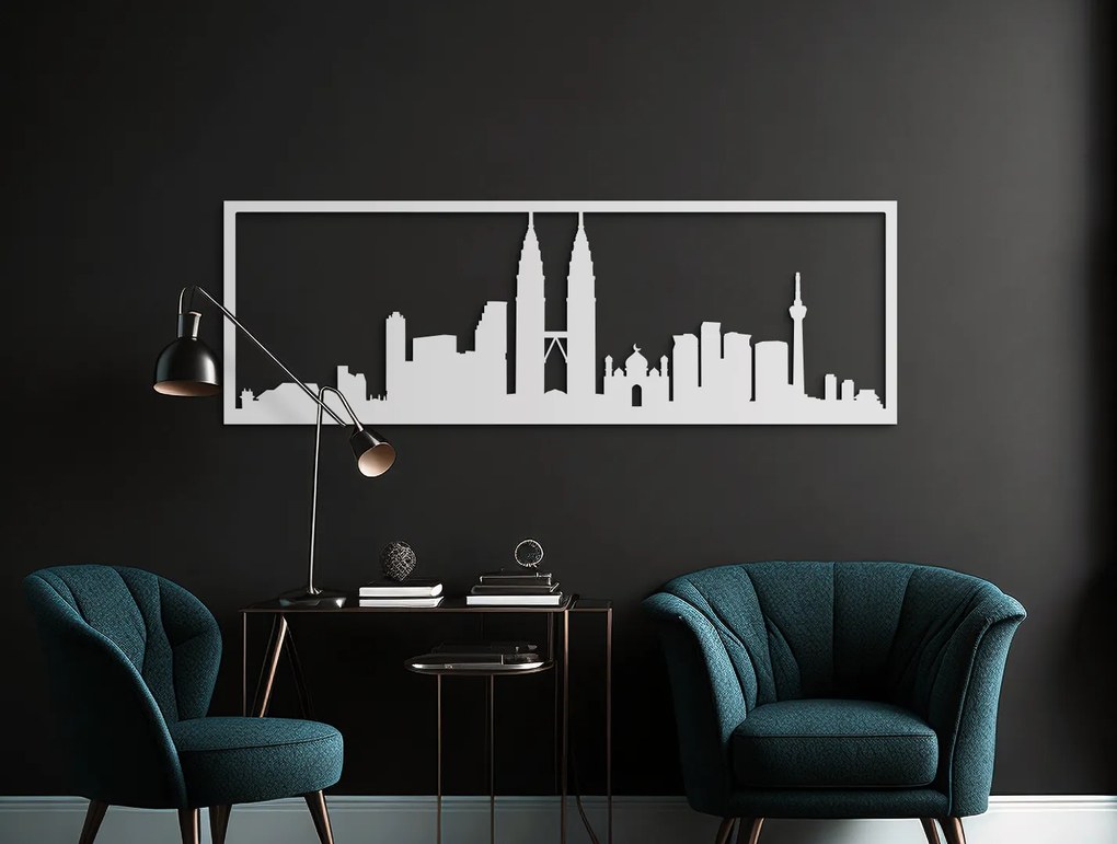 drevko Obraz Kuala Lumpur panoráma Rozmer obrazu: 29,5 x 89 cm, Farba dekorácie: Čierna