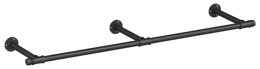 Nástenná tyč na šaty, nástenný vešiak, priemyselný štýl, čierny