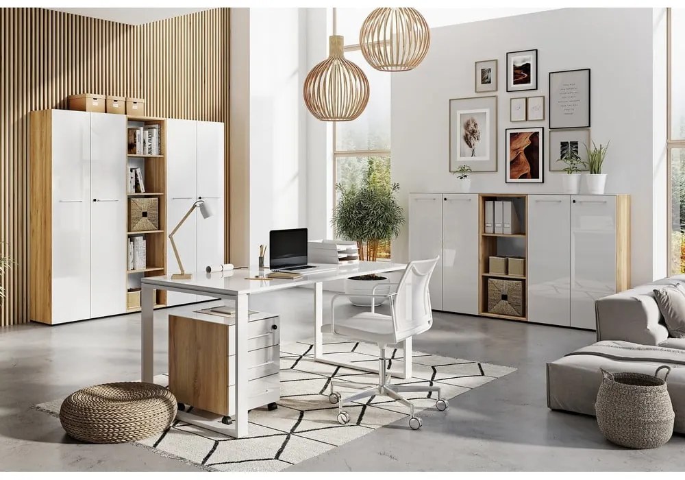 Biela prírodná šatníková skriňa v dekore duba 80x196 cm Monteria - Germania