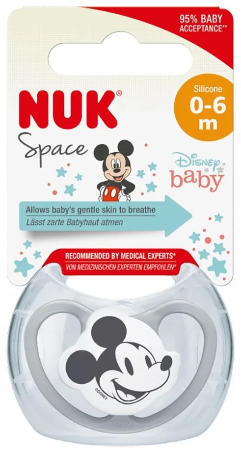 Cumlík Space NUK 0-6m Disney Mickey Mouse sivý