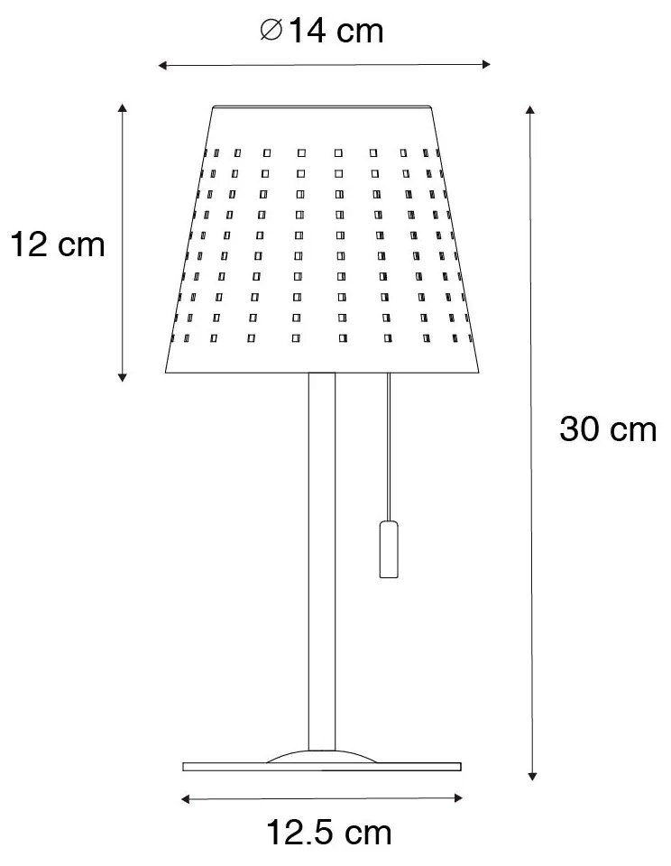 Sada 2 stolných lamp čiernych vrátane LED 3-stupňového stmievača dobíjateľnej a solárnej - Ferre