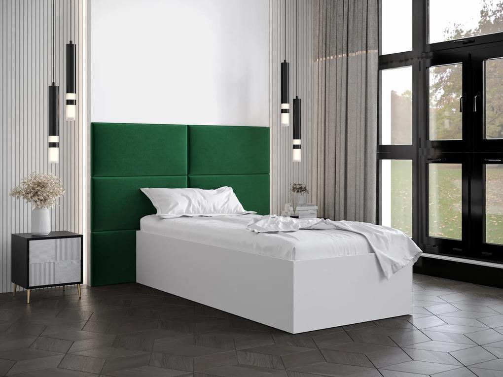 Jednolôžková posteľ s čalúneným čelom 90 cm Brittany 2 (biela matná + zelená) (s roštom). Vlastná spoľahlivá doprava až k Vám domov. 1045918