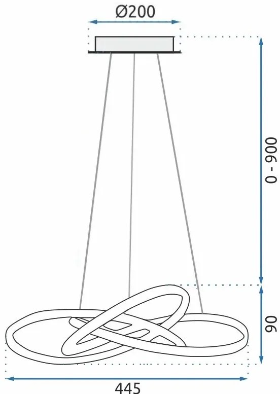 Toolight - LED závesné svietodlo prsteňové + diaľkové ovládanie APP389-CP, chróm, OSW-06905