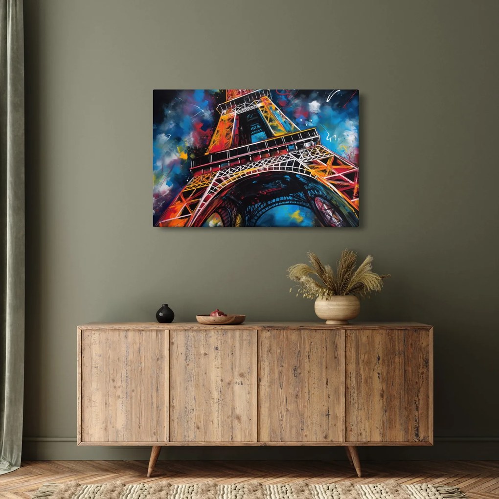 Obraz - Maľba Eiffelovej veže II. (90x60 cm)