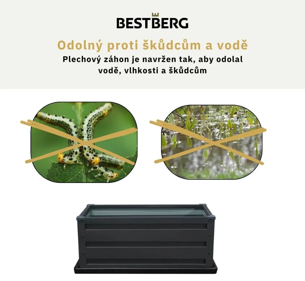 Vyvýšený záhradný záhon so základňou BestBerg VZ-P4 / 80 x 45 x 31 cm / šedá