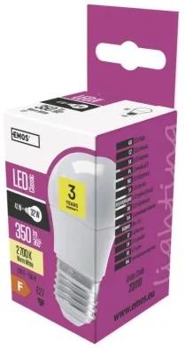 EMOS LED Mini žiarovka, E27, 4W, teplá biela