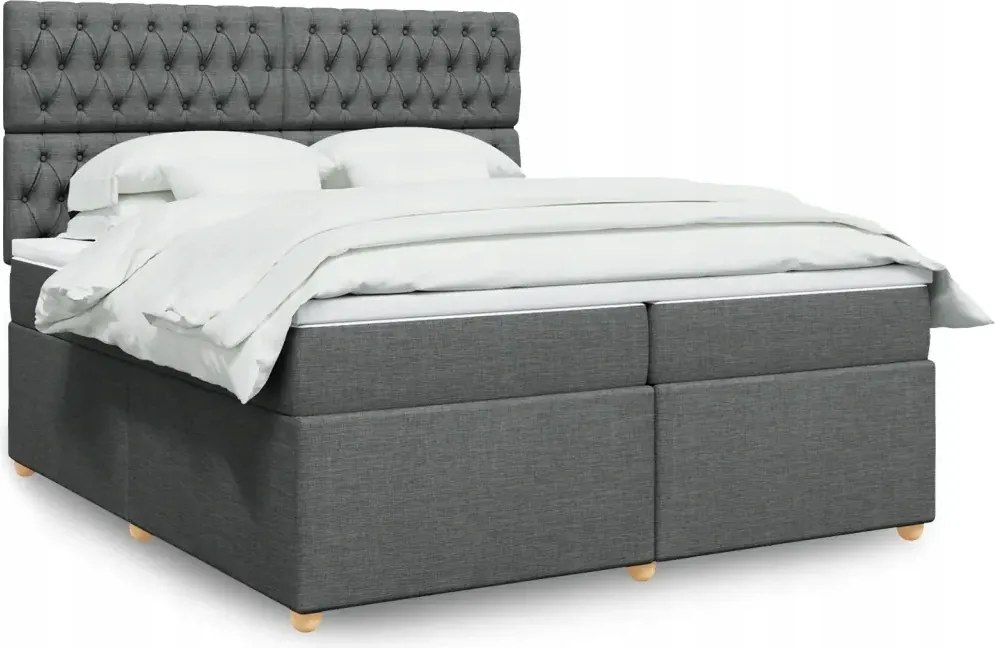 vidaXL Boxspring posteľ s matracom tmavosivá 200x200 cm látka