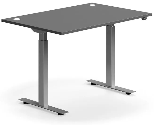 Výškovo nastaviteľný stôl FLEXUS, rovný, 1200x800 mm, strieborný rám, šedá