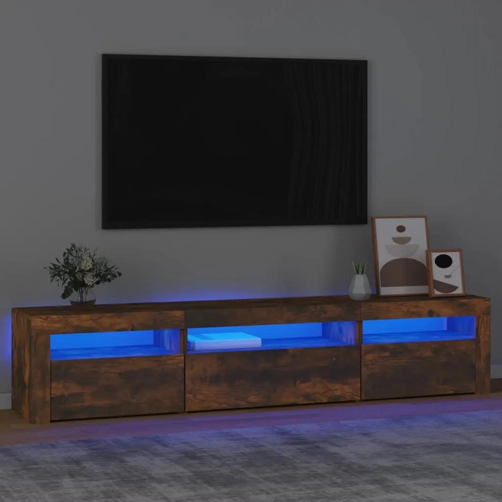 TV skrinka s LED svetlami dymový dub 195x35x40 cm