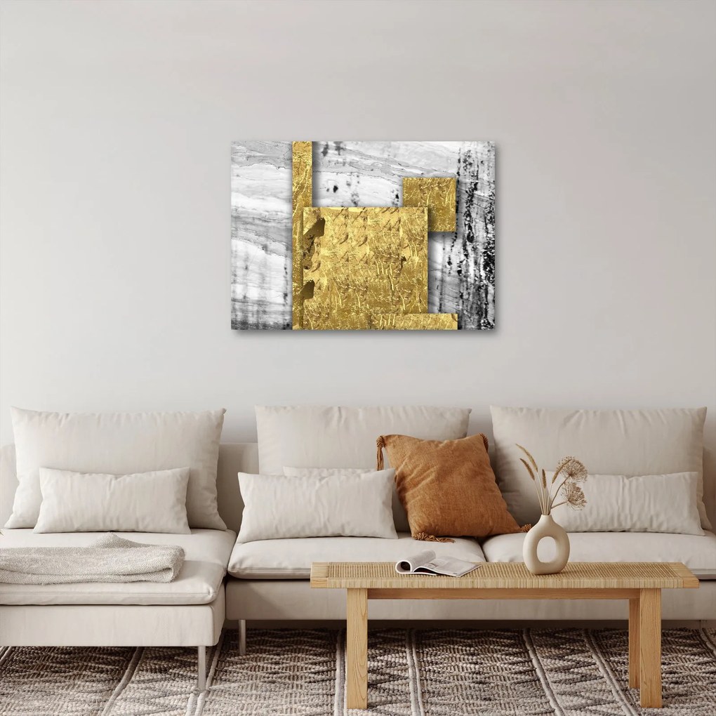 Obraz - Zlaté štvorce N⁰1 (70x50 cm)