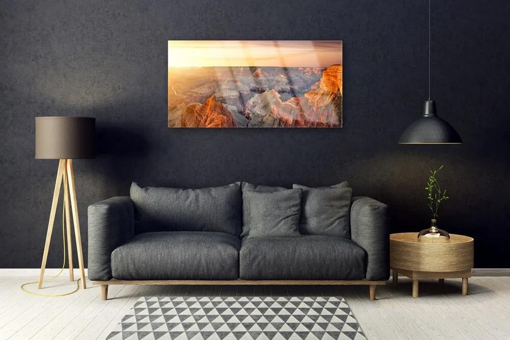 Obraz na skle Hory príroda 120x60 cm