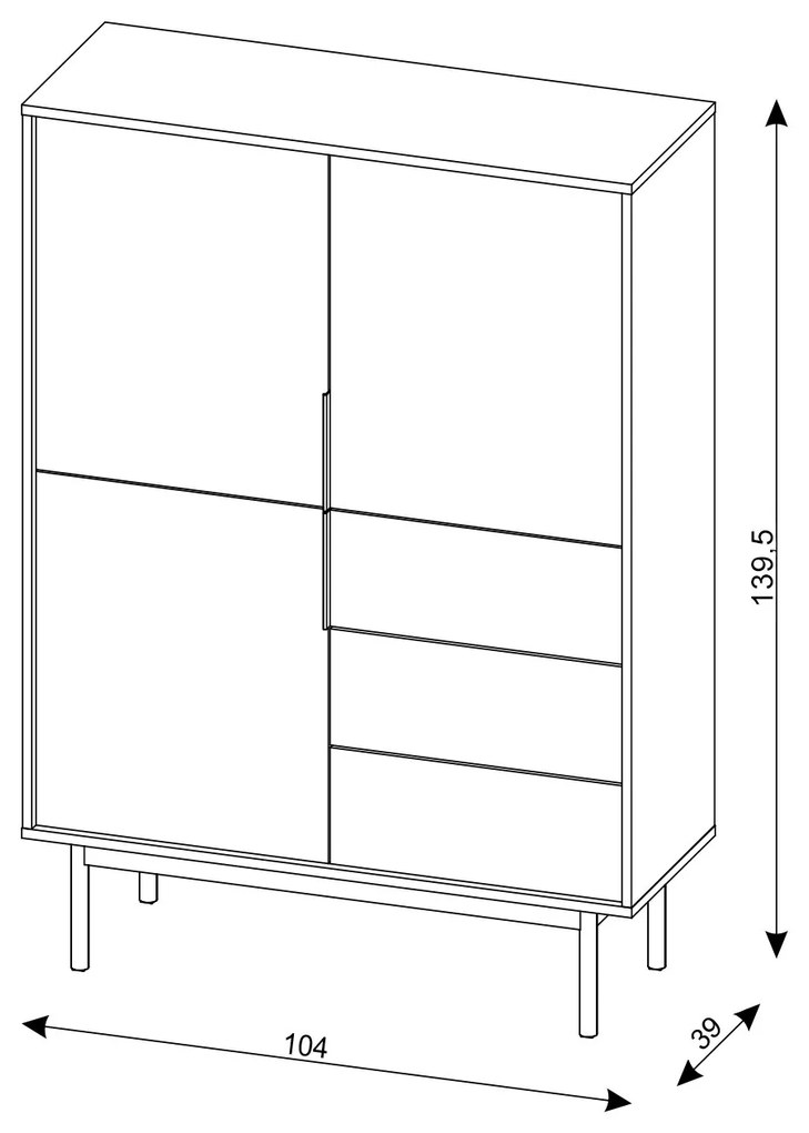 Vysoká komoda Viva 104 cm čierna