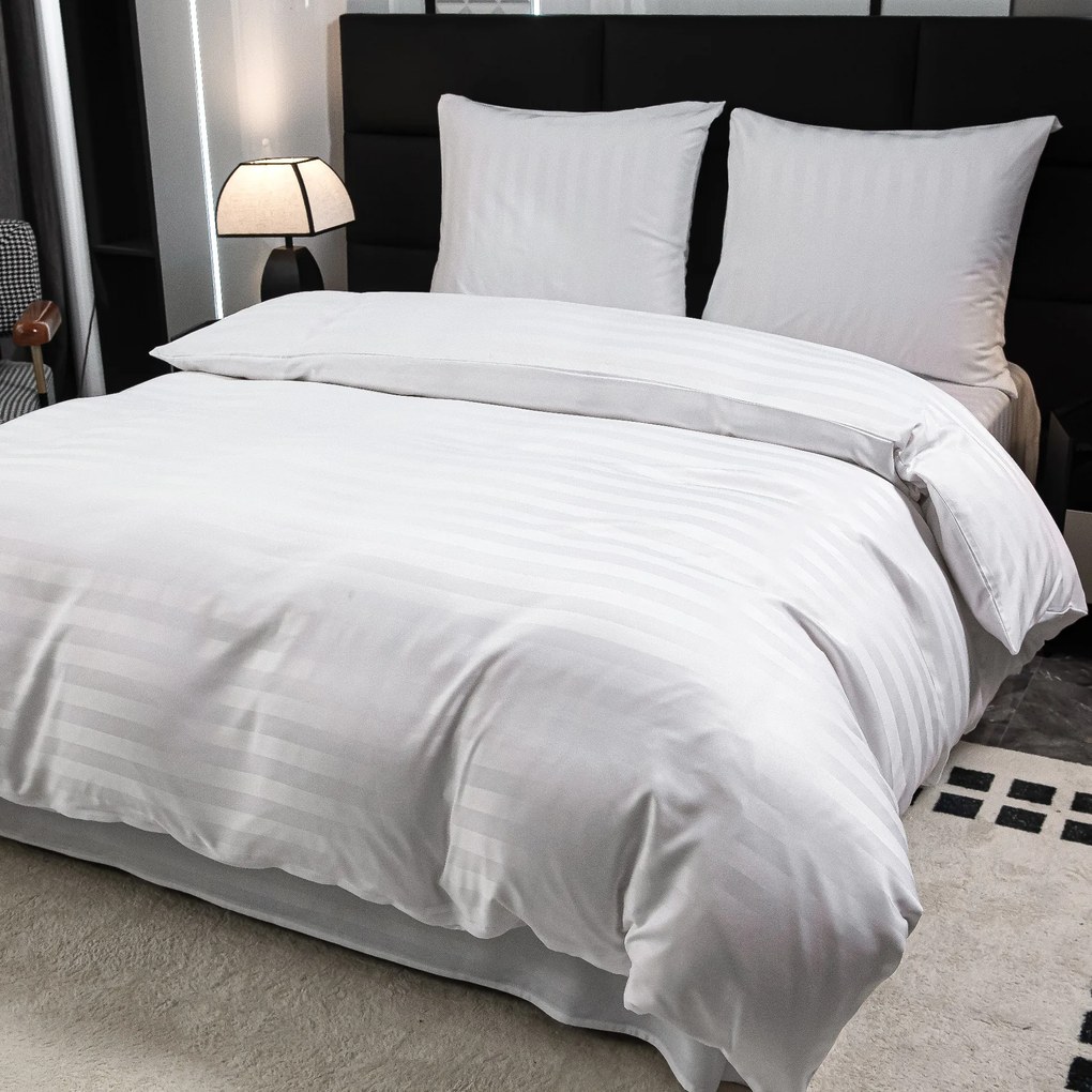 Hotelové obliečky z mikrovlákna JASMINE biele - prúžok 2 cm, hotelové vrecko Rozmer obliečky: 70 x 90 cm | 140 x 200 cm