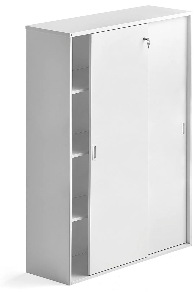 Kancelárska skriňa s posuvnými dverami MODULUS XL, 1600x1200 mm, biela