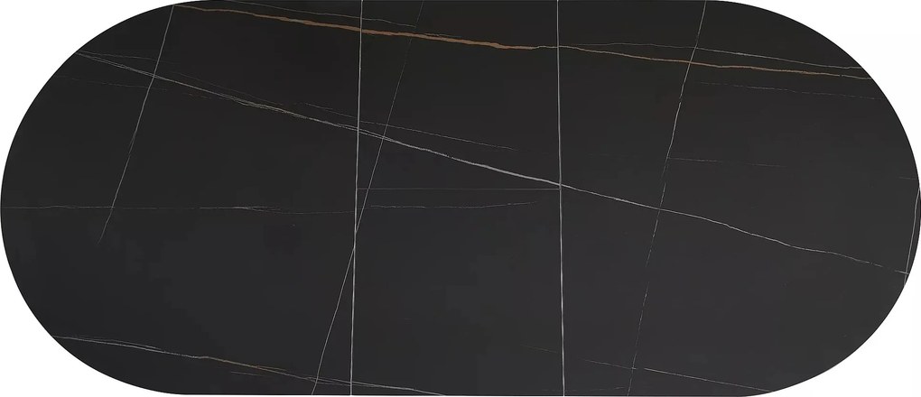 Jedálenský rozkladací stôl Gaston 140/180 cm keramika čierny mramor/čierny